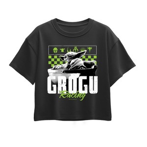 Girls' - The Mandalorian - Grogu Racing Jersey Short Sleeve Boxy Graphic T-Shirt - 1 of 1