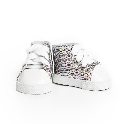 The Queen's Treasures 18 Inch Doll  Silver Sparkle Sneakers and Shoe Box