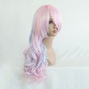 Unique Bargains Women's Curly Wigs 28" Pink Gradient Blue  with Wig Cap - 3 of 4