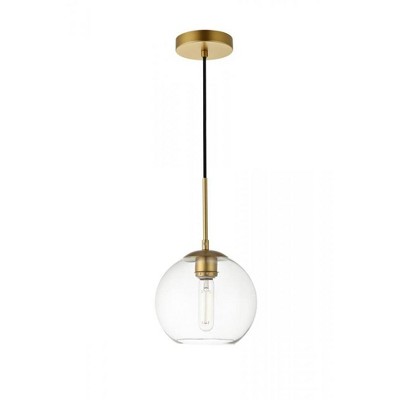 Elegant Lighting Baxter 1 Light Brass Pendant With Clear Glass