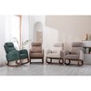 Linen Fabric Modern Rocking Recliner Chair with Wooden Legs, Side Pocket & High Back - 2 of 4