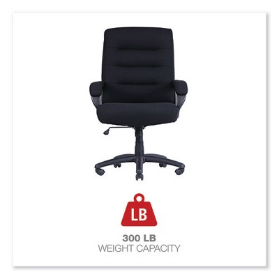 High Back Black Fabric Swivel Office Chair with Fixed Arms