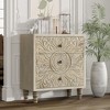 COZAYH Farmhouse 3 Drawer Dresser with Embossed Flower Motif Front, Distressed Boho Nightstand for Home Bedrooms, Weathered White - 4 of 4