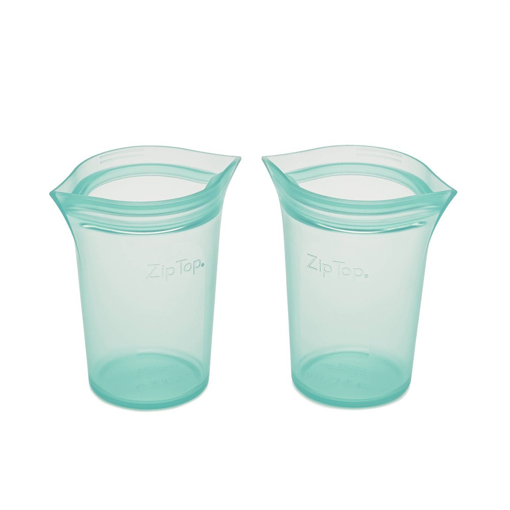 Photos - Food Container Zip Top Reusable 100 Platinum Silicone Container - Small Cup Set of 2 - Teal: BPA-Free, Microwave & Freezer Safe, Dishwasher