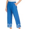 Collections Etc Embroidered & Scalloped Hem Elasticized Waist Capris - 2 of 4