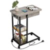 C-Shaped Side Table with Charging Station, Flip Top End Table with USB Ports and Outlets - 3 of 4