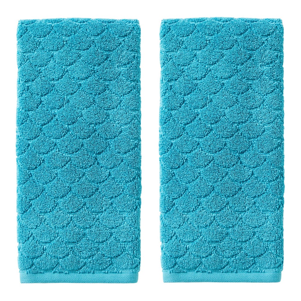 Photos - Towel 2pk Ocean Watercolor Scales Hand  Blue - SKL Home