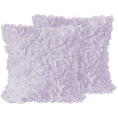 Sweet Jojo Designs Girl Decorative Throw Pillow Covers 18in. (Pillow Inserts Not Included) Rose Lavender Purple 2pc