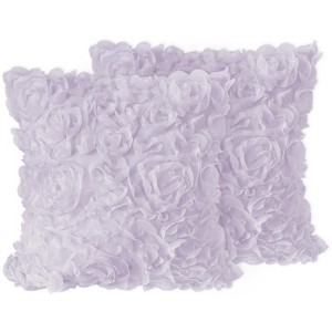 Sweet Jojo Designs Girl Decorative Throw Pillow Covers 18in. (Pillow Inserts Not Included) Rose Lavender Purple 2pc - 1 of 4