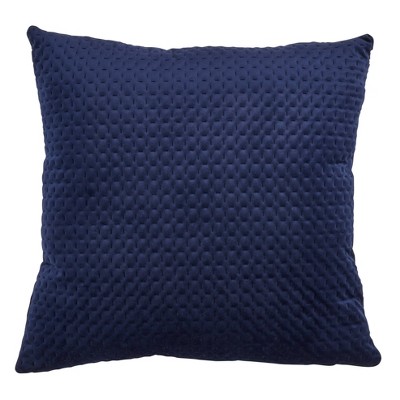 Brielle Home Soft Velvet Square Navy 18 in. x 18 in. Throw Pillow, Blue