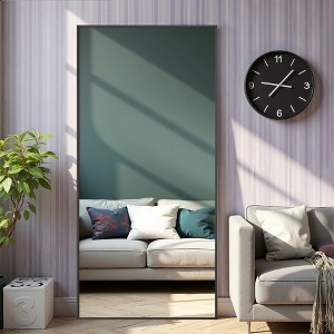 Lirago 72" Modern Black Framed Bathroom Mirror Sleek Rectangle Vanity Mirror with Easy Installation for Bathroom Bedroom or Entryway - 1 of 4