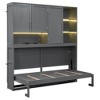 KIGFTSOD Twin Size Wall Murphy Bed with Top Cabinet, Shelves ,Space Saving Foldable Bed with Light & USB - 4 of 4