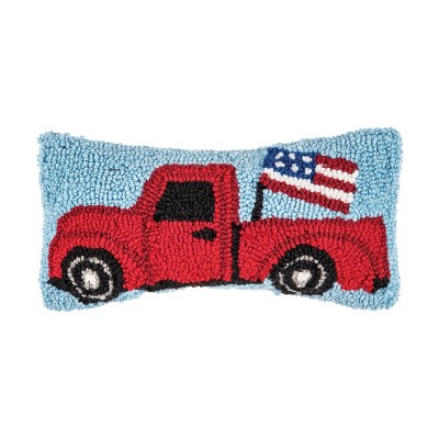 C&F Home 6" x 12" Patriotic Truck Hooked Americana July 4th Throw Pillow