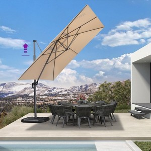 PURPLE LEAF 10x10 Ft Cantilever Umbrella Square Outdoor Patio Umbrella with 360 Rotation Adjustable Garden Pool Umbrella With Base - 1 of 4
