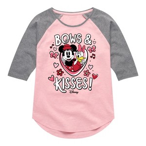Girls' - Disney - Bows And Kisses Shirt Tail Raglan Graphic T-shirt - 1 of 2