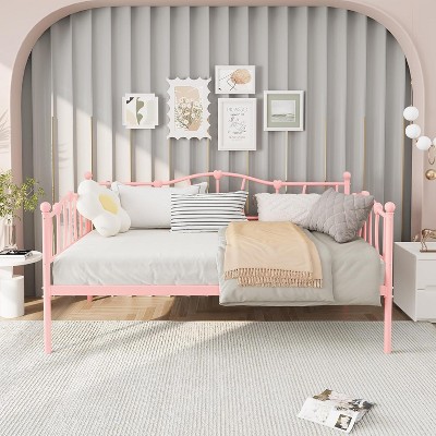 GAOMON Twin Daybed Frame, Metal Platform Sofa Bed with Stylish Headboard, Heavy Duty Steel Slat Support, No Box Spring Needed