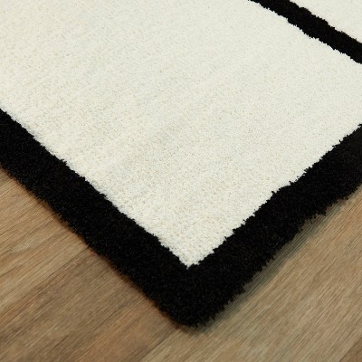 Cajal White and Black Abstract Kids' Rectangular Area Rug 5' x 7'