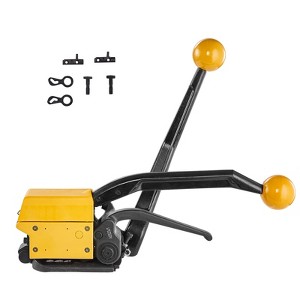 VEVOR Steel Strapping Tool for 1/2"-3/4" Width, 3-in-1 (Tensioner, Crimper, Cutter) Manual Belt Packaging Banding Machine, Yellow - 1 of 4