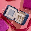 Plush Velvet Travel Jewelry Case with Mirror, Navy Blue - 4 of 4