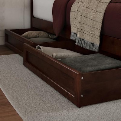 AFI Furnishings Mid-Century Modern Under Bed Storage Drawers, Queen/King/Twin XL, Walnut