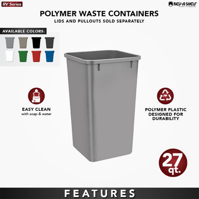 Rev-A-Shelf Polymer Replacement 27 Quart Trash Bin, 4 of 7
