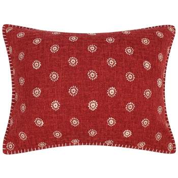 Emel Red Embroidered Whipstitch Pillow - Levtex Home