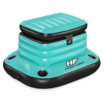 Bestway Hydro-Force Glacial Sport 9.43 Gallon Vinyl Inflatable Floating Cooler with Integrated Cupholders for Pools, Beaches, and Lakes, Teal