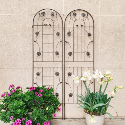 Maggift Patio Decorative Screens, Iron Arch Decoration Garden Trellis, for Outdoor for Climbing Plants Support, Flowerbed, Brown, 40"*19.7"*71"