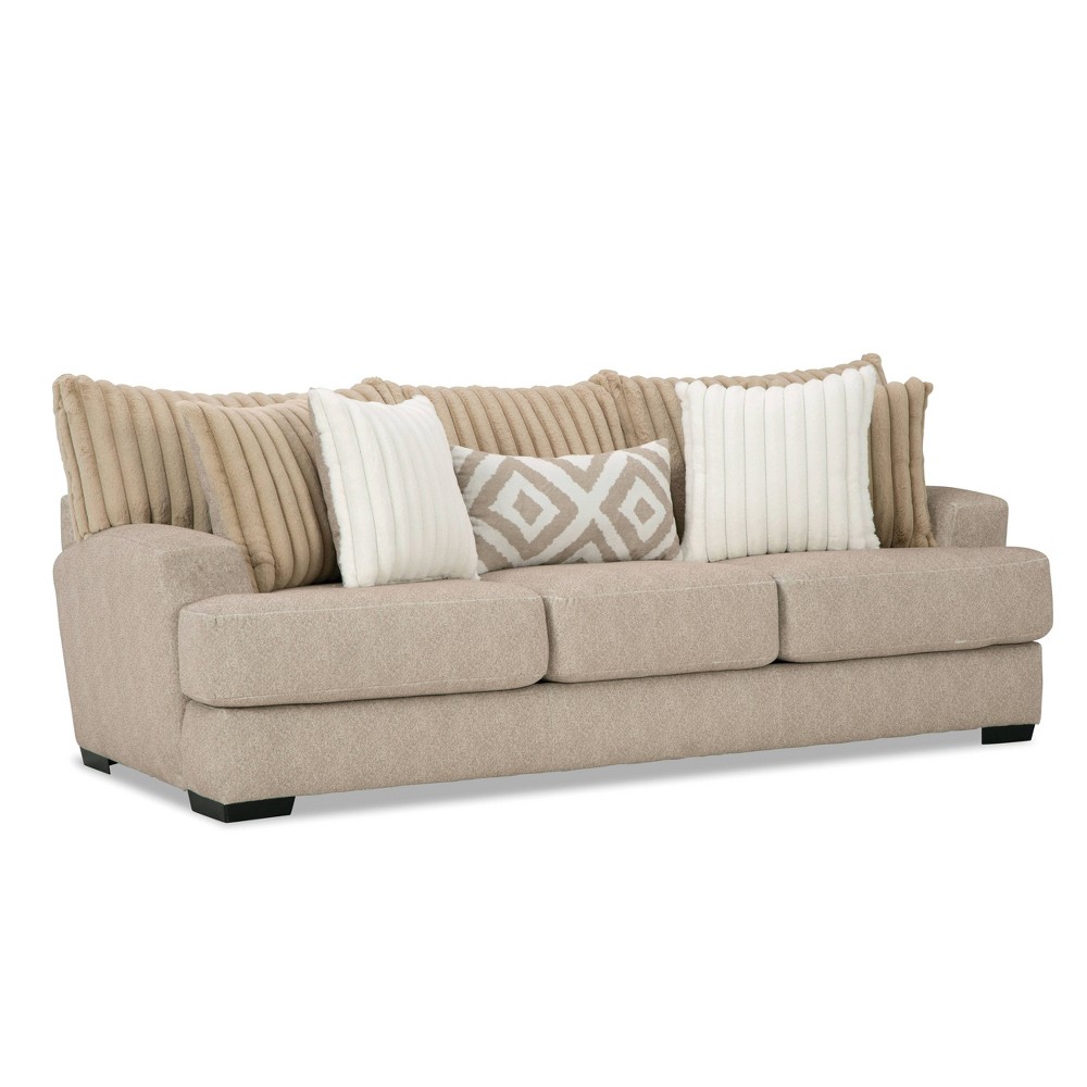 Photos - Sofa HOMES: Inside + Out Telven 98"  Chenille Channel Tufted with Pillows L