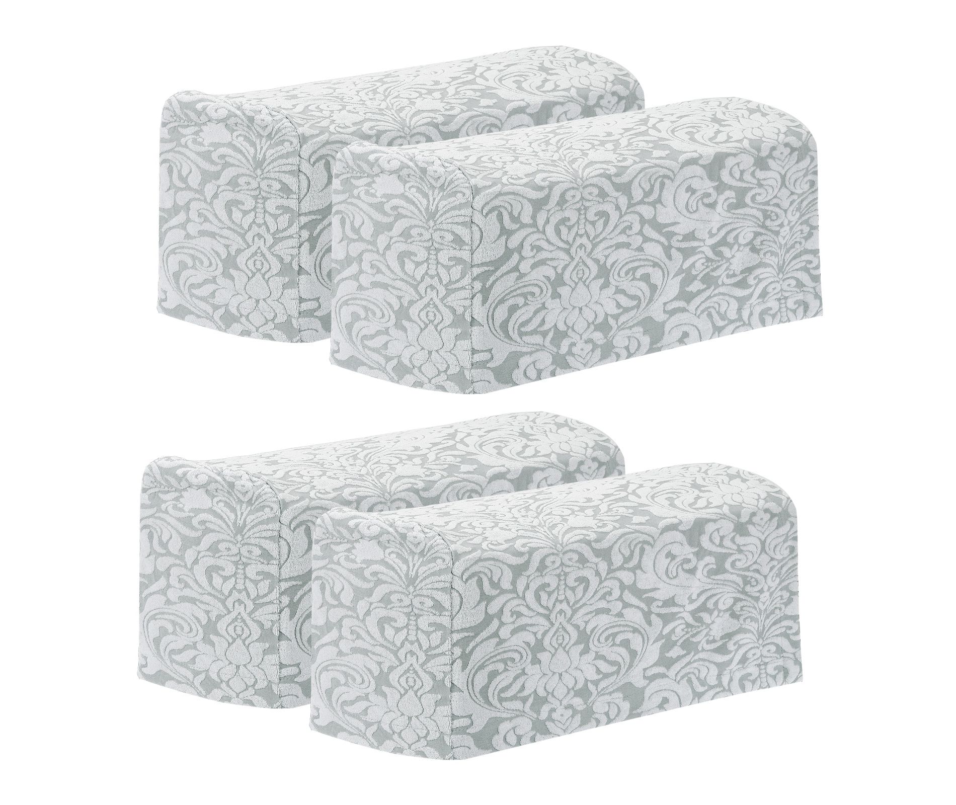 Unique Bargains Anti-Slip Stretch Jacquard Couch Arm Slipcovers 4 Pcs Light Gray