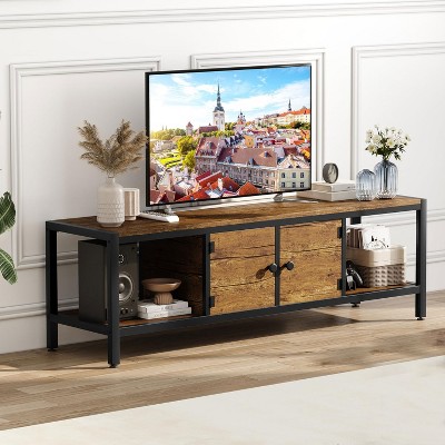 Whizmax 58" TV Stand for TV up to 65 Inches, Large TV Console Table with 2 Closed Storage Spaces and Open Compartments for Living Room, Bedroom