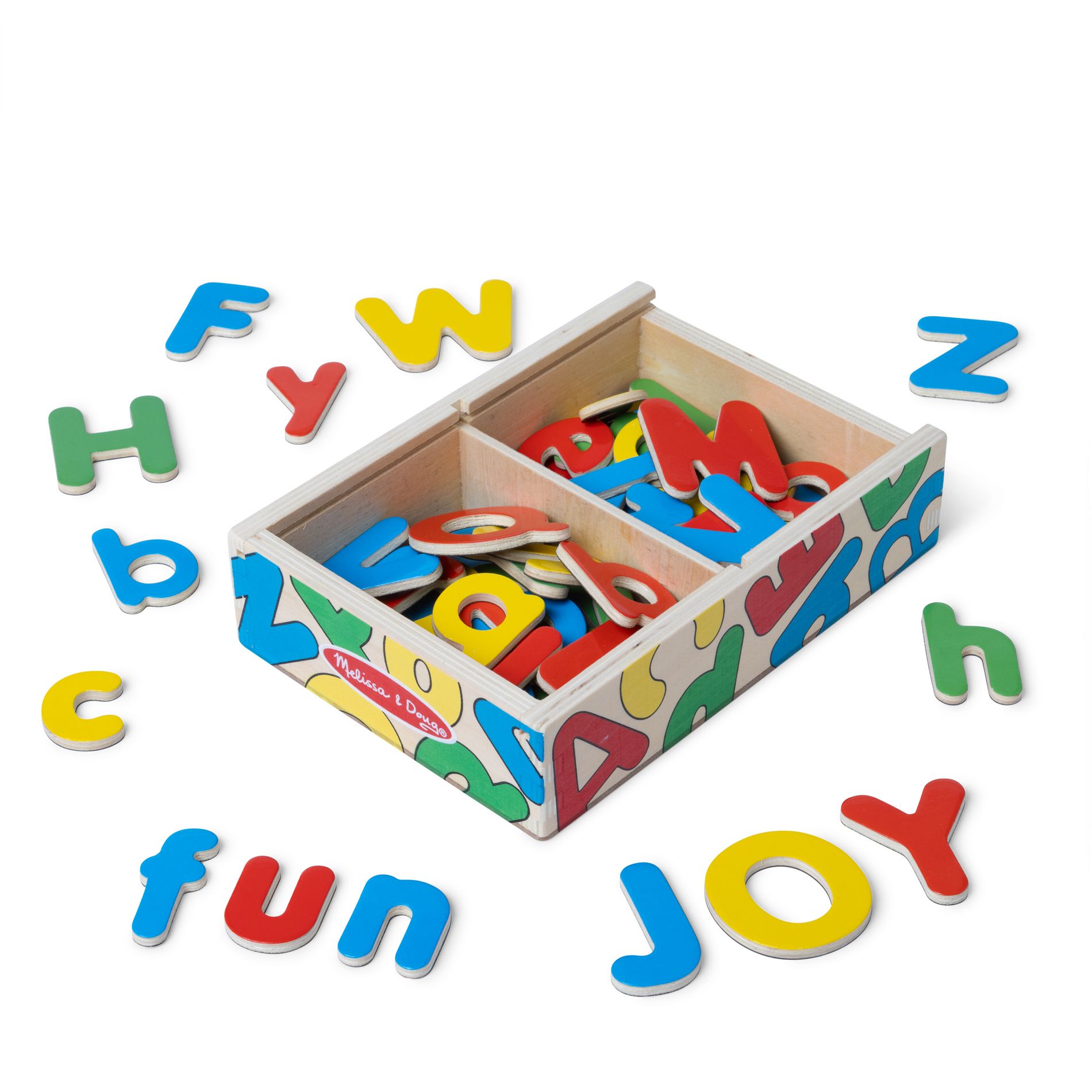Melissa & Doug 52 Wooden Alphabet Magnets in a Box - Uppercase and Lowercase Letters: Memory & Language Skills, Plywood