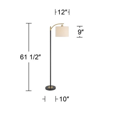 Black and Gold Metal Mid-Century Modern Floor Lamp with Linen Shade
