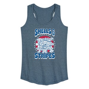 Women's - Teenage Mutant Ninja Turtles - Shells And Stripes Graphic Racerback Tank - 1 of 4