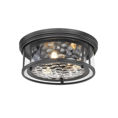 Matte Black and Clear Glass 3-Light Flush Mount Fixture