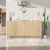 58" Fluted Sideboard - Modern Buffet Cabinet with 4 Doors & Adjustable Shelves, Solid Wood Credenza for Dining Room - 2 of 4