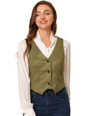 Allegra K Women's Steampunk Dressy Sleeveless Versatile Racerback Suit Vests