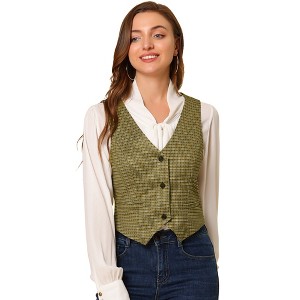 Allegra K Women's Steampunk Dressy Sleeveless Versatile Racerback Suit Vests - 1 of 4