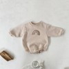 MyKIds-USA Baby 1pcs Rainbow Embroidery Pattern Solid Color Long Sleeves Soft Bodysuit - 3 of 4