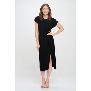 WEST K Women's Parker Cre-Neck Short Sleeve Knob-Front A-Line Midi Dress - 1 of 4