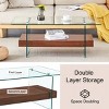 FURNIinspire Coffee Tables 43.3 Inch Sturdy Coffee Table, Accent Table with Glass Tabletop, Living Room Furniture, Walnut Brown, 43.3"*23.6"*16.7" - 2 of 4