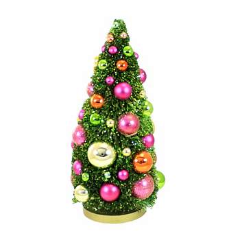 Cody Foster 14.5 Inch Bright Med Bottle Brush Christmas Tree Shatterproof Ornaments Centerpiece Holiday Decoration Bottle Brush Trees