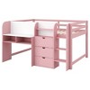 JUJABU Full Size Low Loft Bed with Desk, Cabinets, Bookshelves & Graffiti Whiteboard - 2 of 4