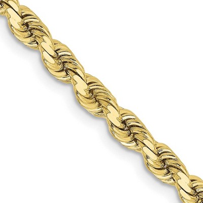 Black Bow Jewelry 3.75mm 10K Yellow Gold Solid Diamond Cut Rope Chain Necklace