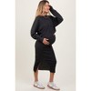 PinkBlush Charcoal Ribbed Knit Asymmetric Top Midi Skirt Maternity Set - 3 of 4