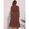 INSPIRE CHIC Women's Floral Mock Neck Long Sleeve Elastic Waist Flowy Midi Dress - 3 of 4