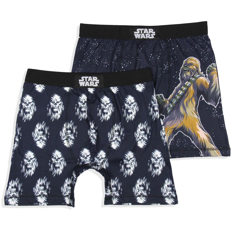 Star Wars Mens' 2 Pack Chewbacca Boxers Underwear Boxer Briefs Black, 1 of 5