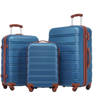 3 Piece Luggage Set Hardside Spinner Suitcase With Tsa Lock 20" 24' 28" Available 3 Piece Luggage Sets Navy Blue - 1 of 4