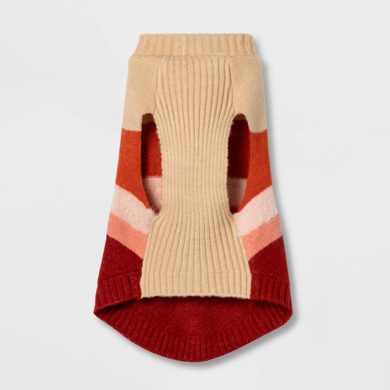 Fuzzy Stripe Dog and Cat Sweater - Deep Orange and Burgundy - Boots & Barkley™, 4 of 11