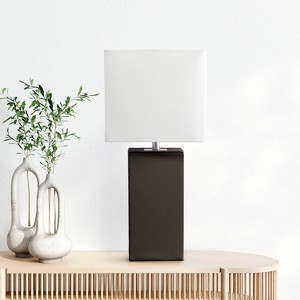 21" Monaco Avenue Modern Leather Table Lamp - Elegant Designs - 1 of 4